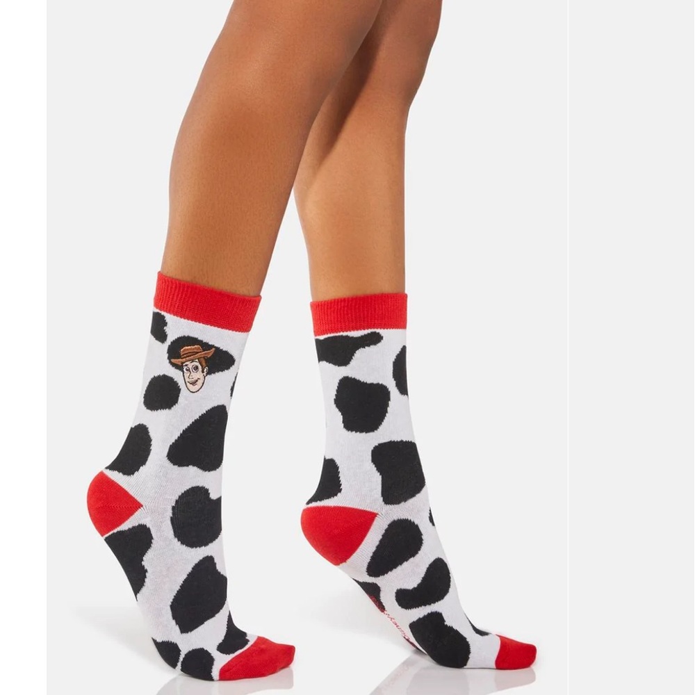 Toy Story x Skinnydip Woody Cow Print Socks ~NWT